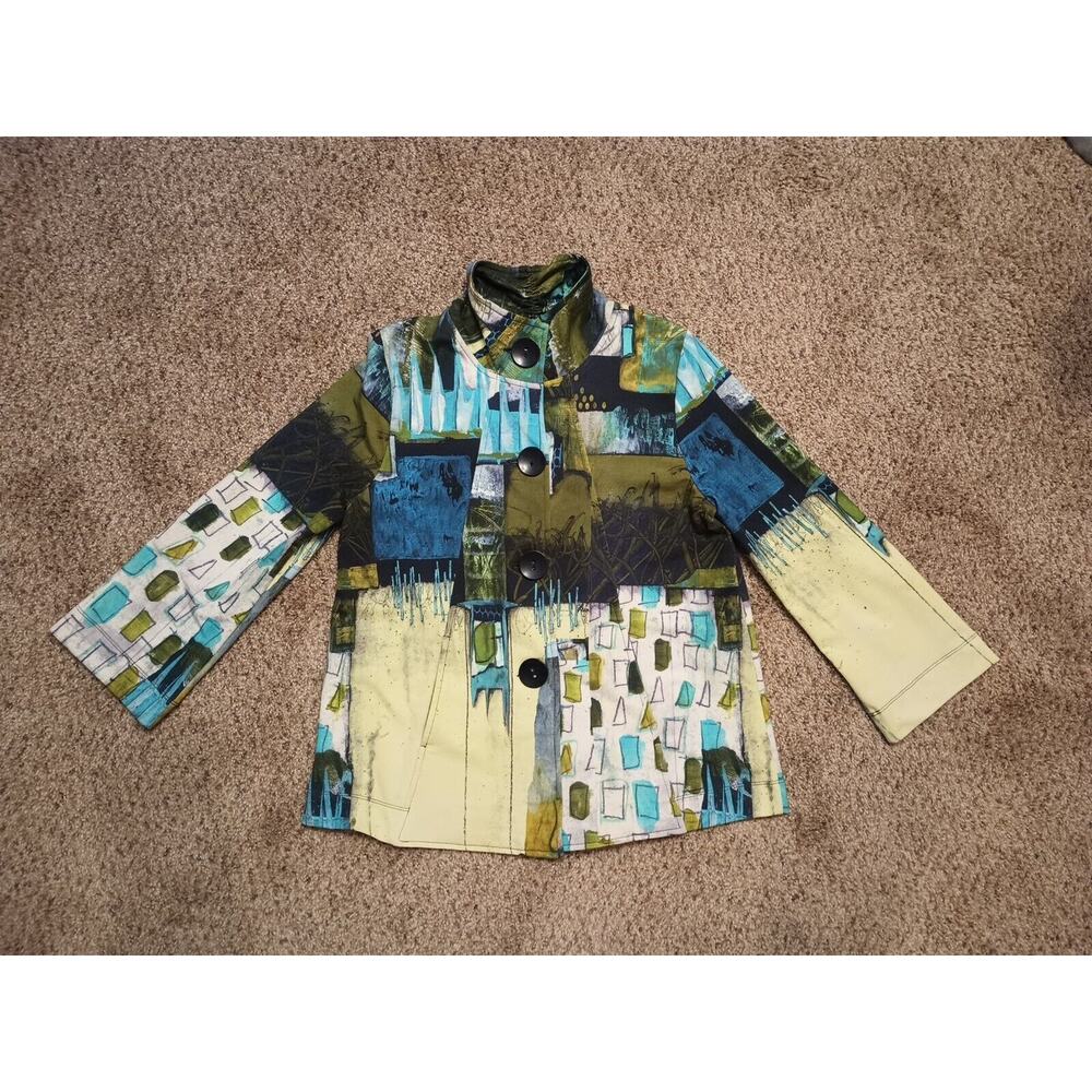 Simply Art By Dolcezza Jacket Small Art To Wear Button Up Abstract - Pockets